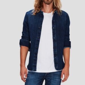 7 For All Mankind Dark Blue Button Up Shirt in Large